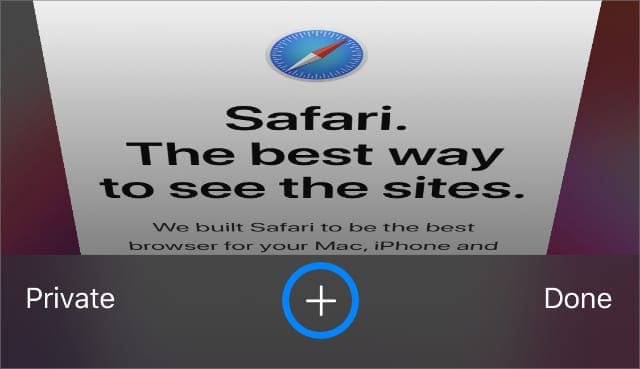 Safari New Tab Plus button to see recently closed tabs