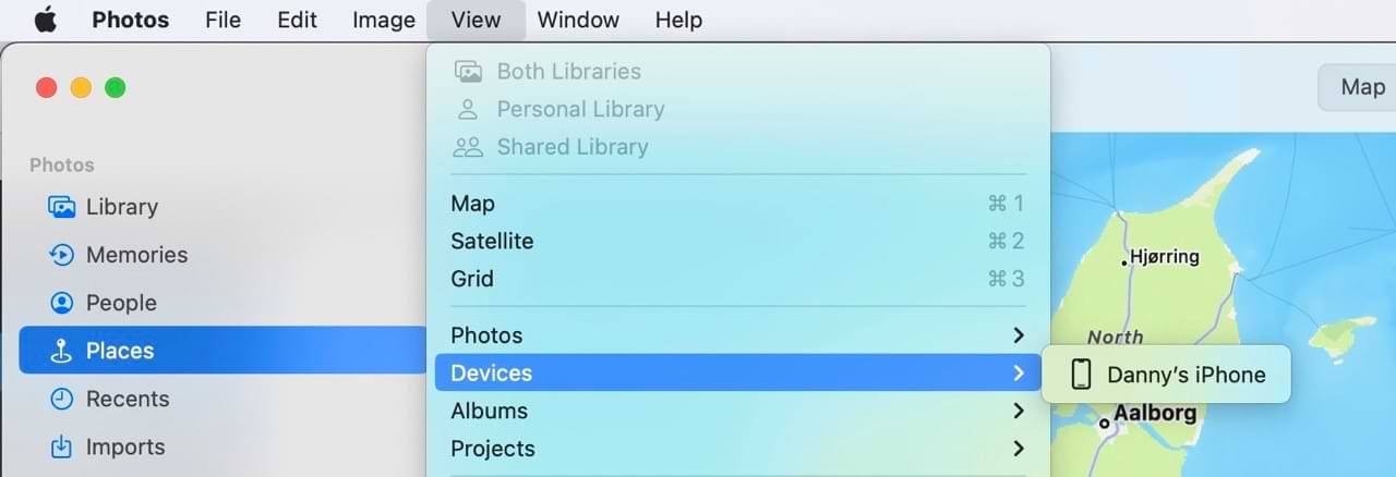 View connected devices in the macOS Photos app